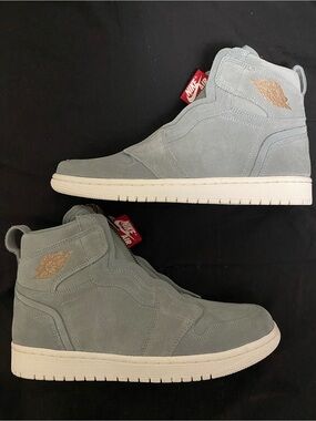 Nike High-Top Sneakers - Light Greenish Grey with Tan Accents